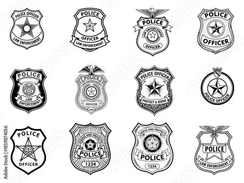 set of Police Badge Vector