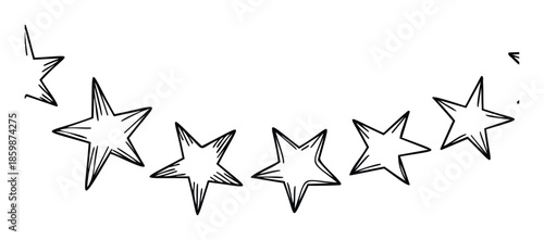 Handdrawn stars in a playful doodle style form an arc, ideal for adding a cheerful touch to celebration invitations, greeting decorations, or social media graphics