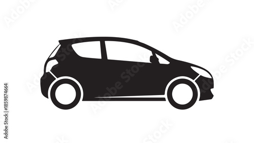 Compact Car Silhouette Modern Black Simple Vector Illustration for Automotive Design