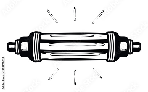 Modern minimalist energy capsule or glowing light tube with radiating lines perfect for technology themed projects power supply diagrams and scientific presentations