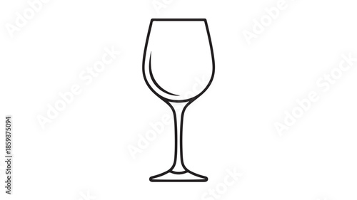 Empty Wine Glass Minimalist Line Art Black White Illustration for Wine Tasting