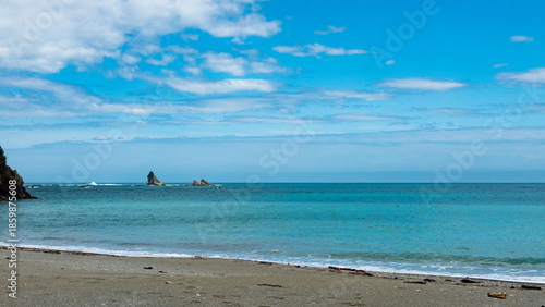bay of blue water ocean sea new zealand clear calm peaceful 