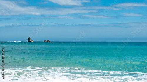 bay of blue water ocean sea new zealand clear calm peaceful 