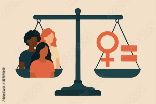 Gender Equality Scale Women Empowerment Flat Vector