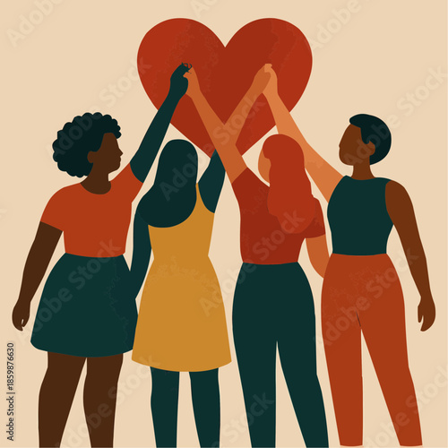 Women Raising Hands in Unity International Women's Day Illustration