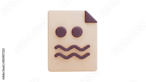 Sad file icon, 3D render