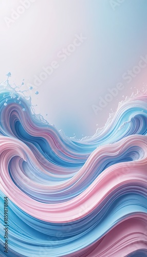 Dynamic Abstract Waves, Fluid Colors, Digital Creation, Artistic Background, Vibrant Environment, Side View, Contemporary Design