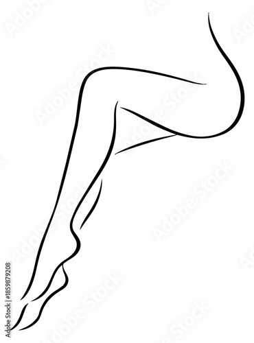 Line art illustration of female legs depicting graceful movement for beauty and spa concepts