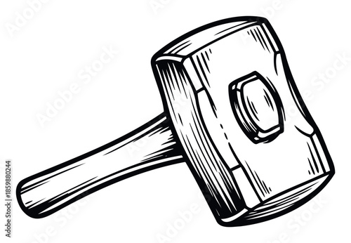 Heavy duty construction sledgehammer tool for building and demolition projects representing strength and manual labor ready for use in industrial and home improvement applications