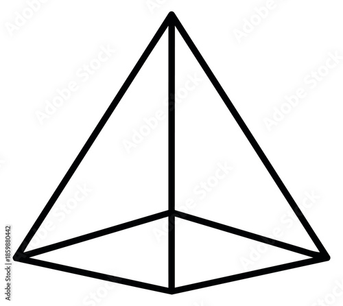 Simple line art illustration of a triangular pyramid depicting its basic geometric structure for educational materials