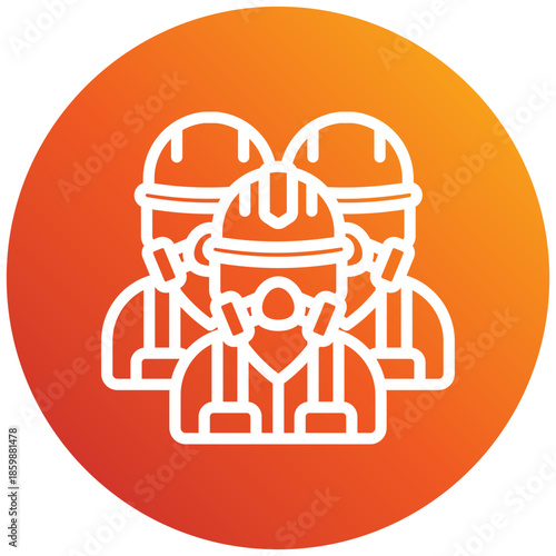 Fire Brigade Gradient Icon Mini Illustration, Use For Modern Concept, Print, Ui, Ux Kit, Web And App Development. Vector Related To Firefighter, Rescue And More