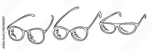 Collection of various eyeglasses outlines for optical store branding, fashion accessory guides, personal style blogs, or eyesight health awareness campaigns