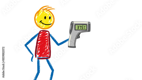 A digital cartoon illustration of a business man holding a calculator and thermometer near an orange Halloween pumpkin with autumn gold money