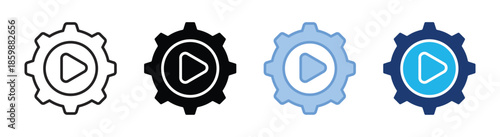 Video icon set multiple style collection