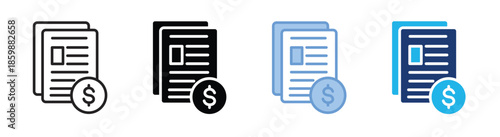 Paid articles icon set multiple style collection