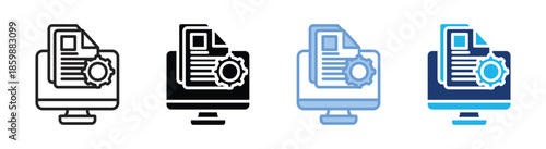 Content management icon set multiple style collection