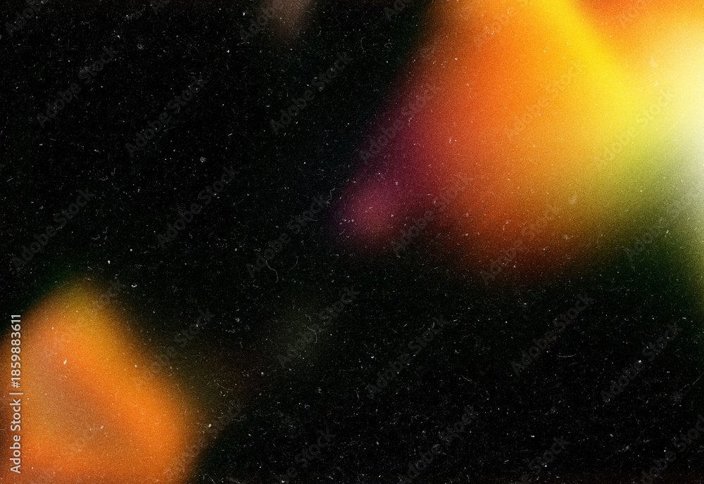 Fototapeta premium Vivid abstract cosmic scene featuring a dark starry background with colorful nebula-like swirls of orange, pink and yellow light across space, creating a dreamy galactic atmosphere
