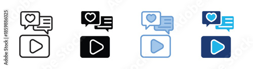 Social engagement icon set multiple style collection