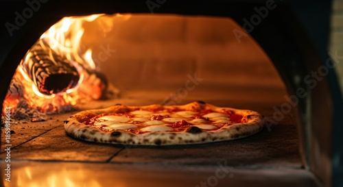 Wood Fired Pizza Baking in Brick Oven – Authentic Neapolitan Style Cooking