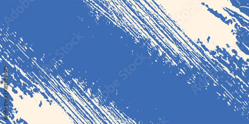 Top blue spiral brush stroke with spray texture. Hand drawn distress damaged edge art