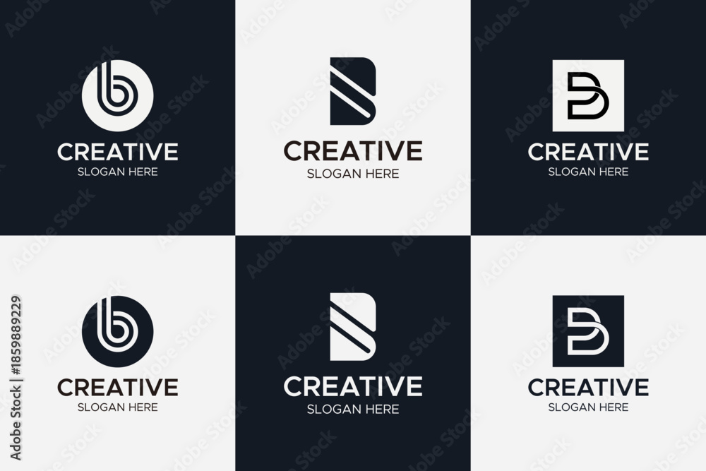 Fototapeta premium Minimalist Letter B Logo Bundle for Modern Business Branding