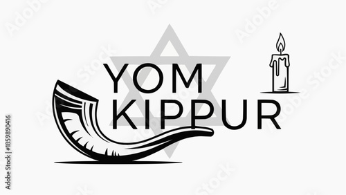 Yom Kippur celebration with traditional shofar and candle