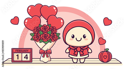 Celebrating valentine's day with flowers and hearts