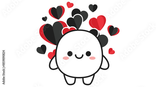 Happy marshmallow with hearts