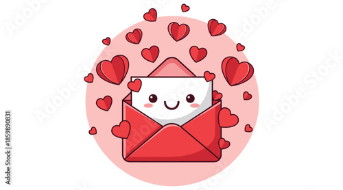 Happy envelope with hearts