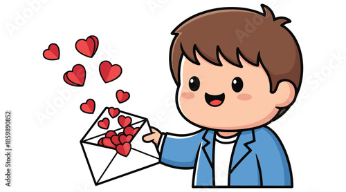 Young boy sending love letters