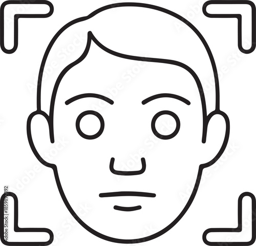 Face recognition process isolated on white background