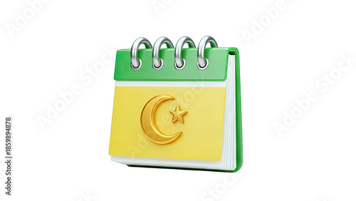 Algeria Flag Calendar with Crescent Moon and Star