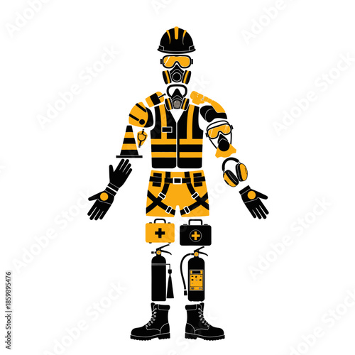 Firefighter Hazmat Suit Safety Equipment Protection.