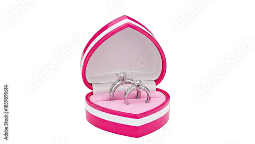 Diamond Rings in a Heart-Shaped Jewelry Box
