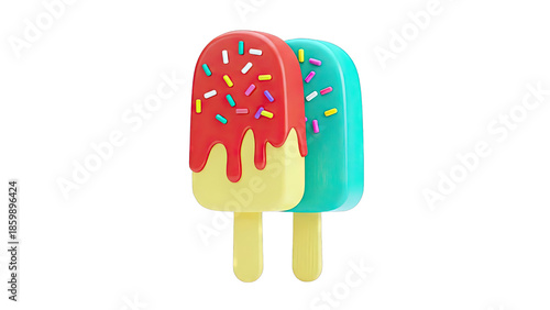 Two colorful popsicles with sprinkles