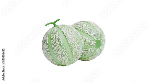 Two Green Cantaloupe Melons with a Textured Rind