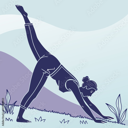 Woman performing yoga pose in nature