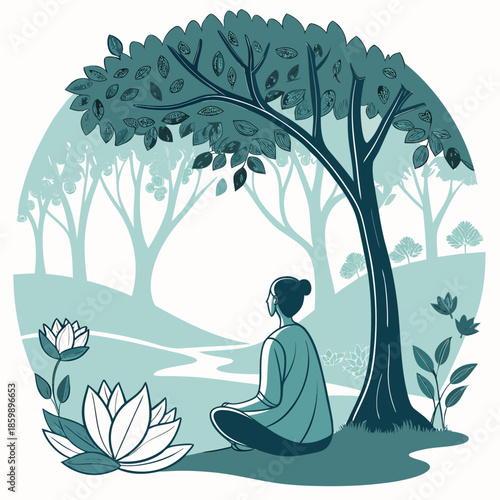 Meditation under the ancient tree