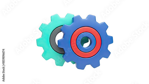 Two Interlocking Gears: Blue and Teal