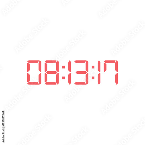 LED digital clock number for counter or calculator mockup design