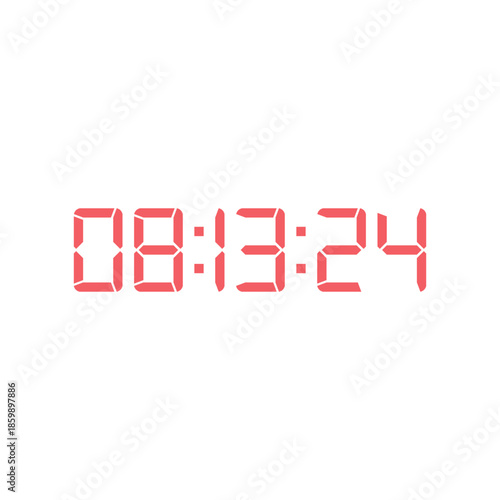 LED digital clock number for counter or calculator mockup design