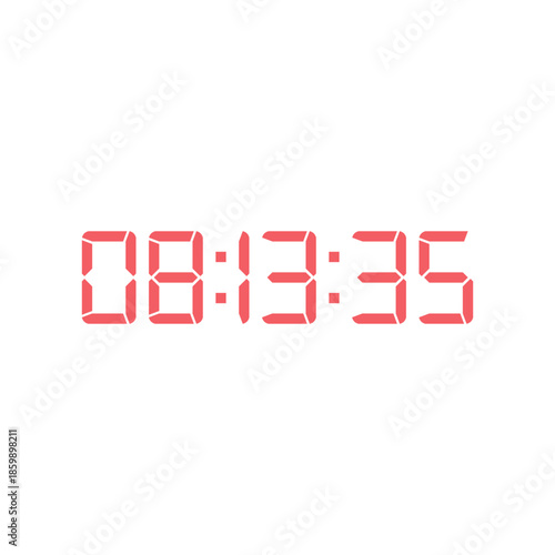 LED digital clock number for counter or calculator mockup design