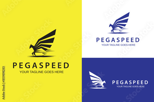 high speed unicorn pegasus horse stallion silhouette