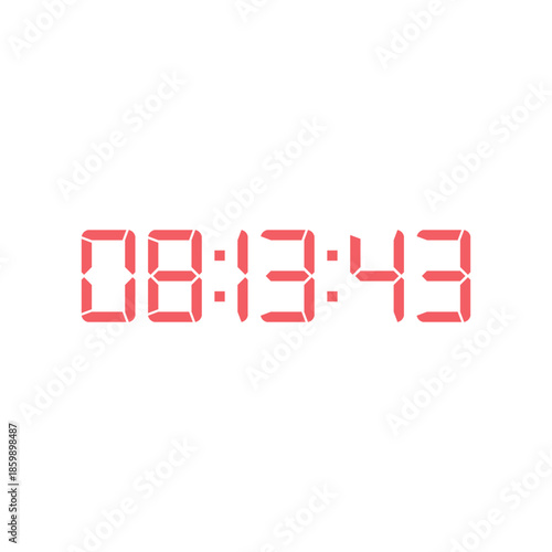 LED digital clock number for counter or calculator mockup design