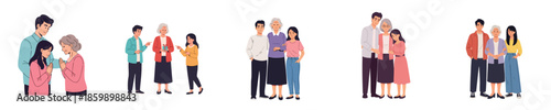 Happy Mothers Day Illustration Showing Multigenerational Family Love And Warm Celebration Moment In Flat Vector Style