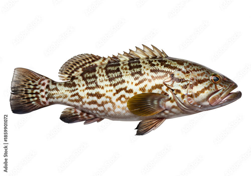 Naklejka premium Fresh Grouper Fish on transparent Background