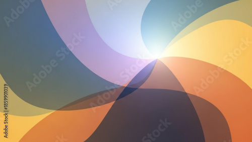 Vibrant abstract background with swirling colorful shapes and radiant light beam