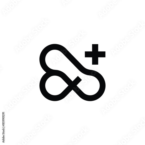 Black outline of a peanut with a plus sign nearby