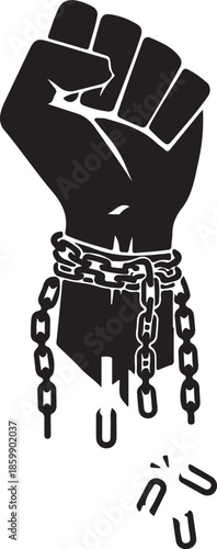 Clenched Fist Breaking Chain Symbol of Freedom and Power