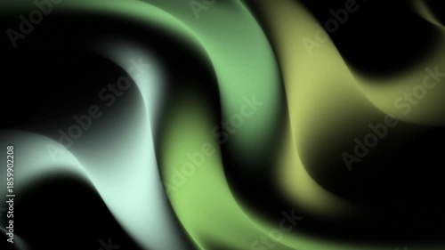 Abstract Swirling Aurora Borealis Light Waves on Black Background.